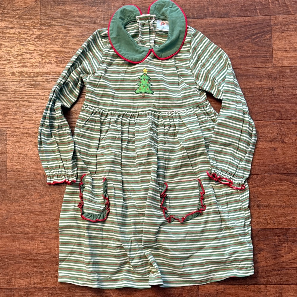 Sweet Christmas Stripe Dress with Christmas